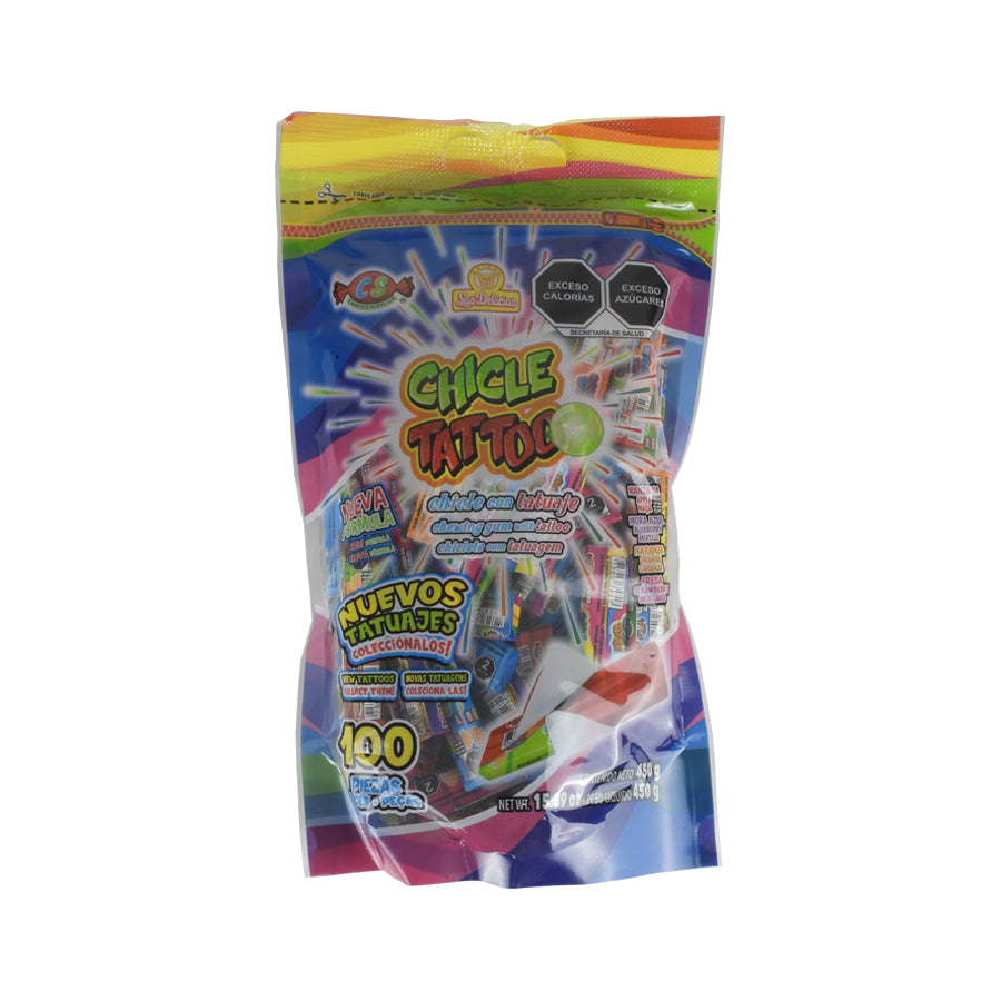 GOMA DE MASCAR CHICLE TATTOO LAS DELICIAS BOLSA 100 PZAS