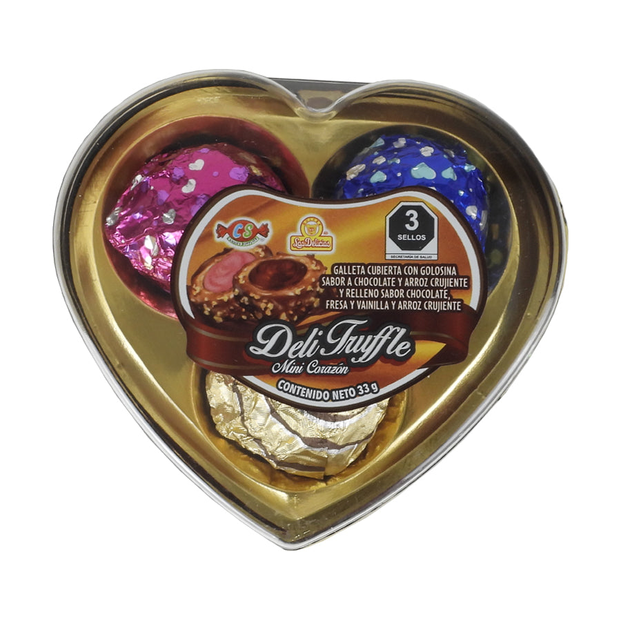 CHOCOLATE LAS DELICIAS ESTUCHE MINI CORAZON 3 PIEZAS
