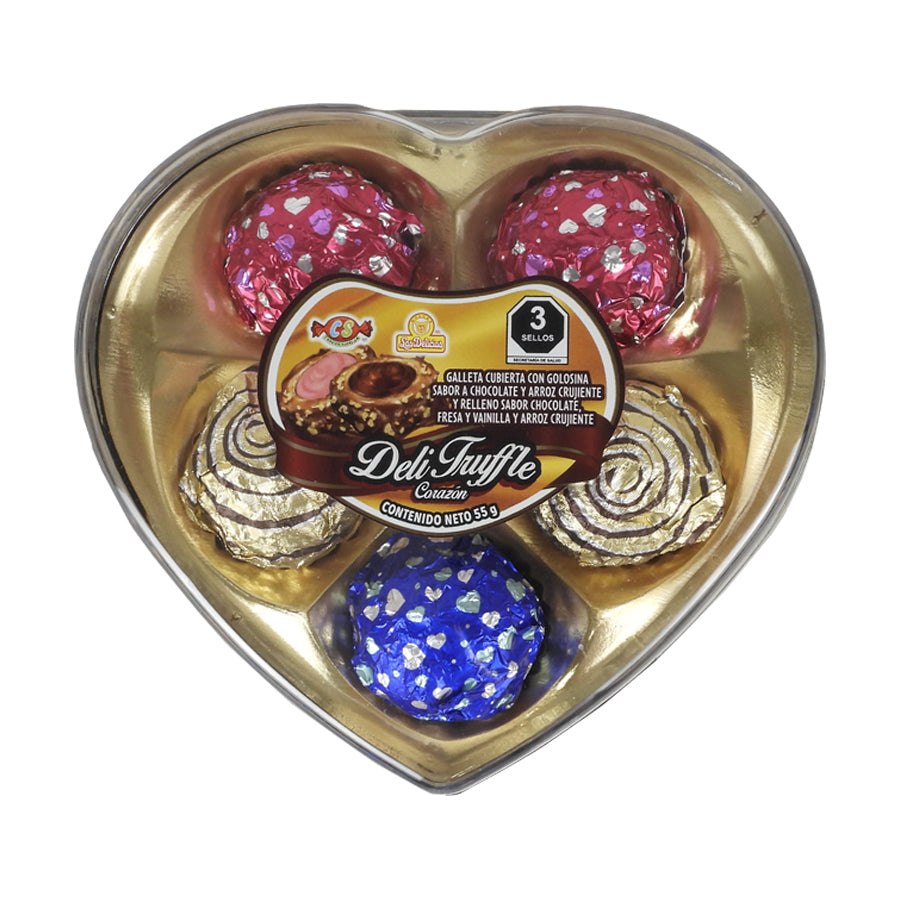 CHOCOLATE LAS DELICIAS ESTUCHE CORAZON 5 PIEZAS