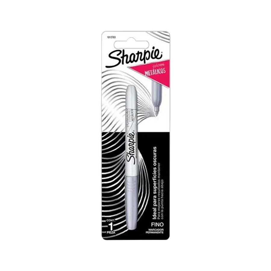 MARCADOR PERMANENTE SHARPIE METALICO PUNTO FINO PLATA 1 PIEZA