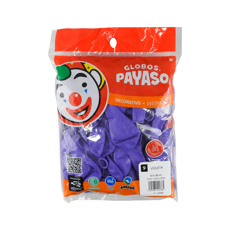 GLOBO PAYASO DECORADOR N9 100 PIEZAS