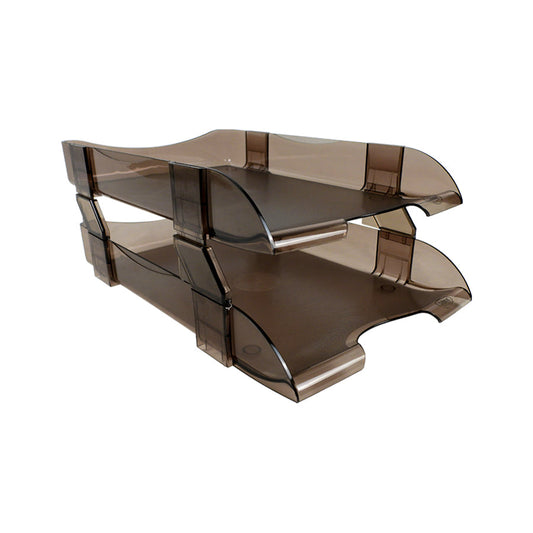 PAPELERA P/ESCRITORIO SABLON DE 2 NIV. HUMO 2426HU