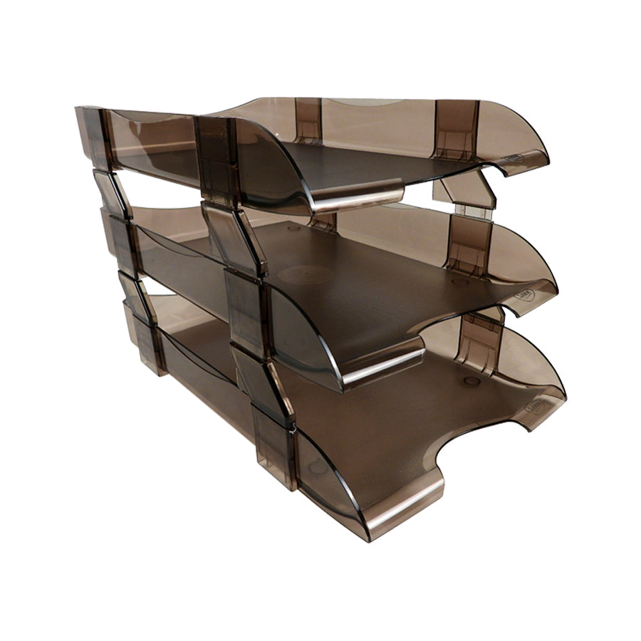 PAPELERA P/ESCRITORIO SABLON DE 3 NIV. HUMO