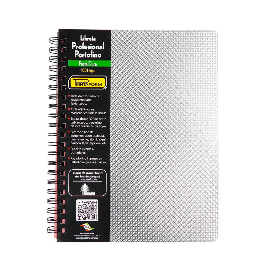 CUADERNO PROFESIONAL PRINTAFORM METALICA ROMBO PASTA DURA DOBLE ARILLO CUADRO GRANDE 100 HOJAS