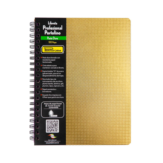 CUADERNO PROFESIONAL PRINTAFORM METALICA ROMBO PASTA DURA DOBLE ARILLO CUADRO GRANDE 100 HOJAS