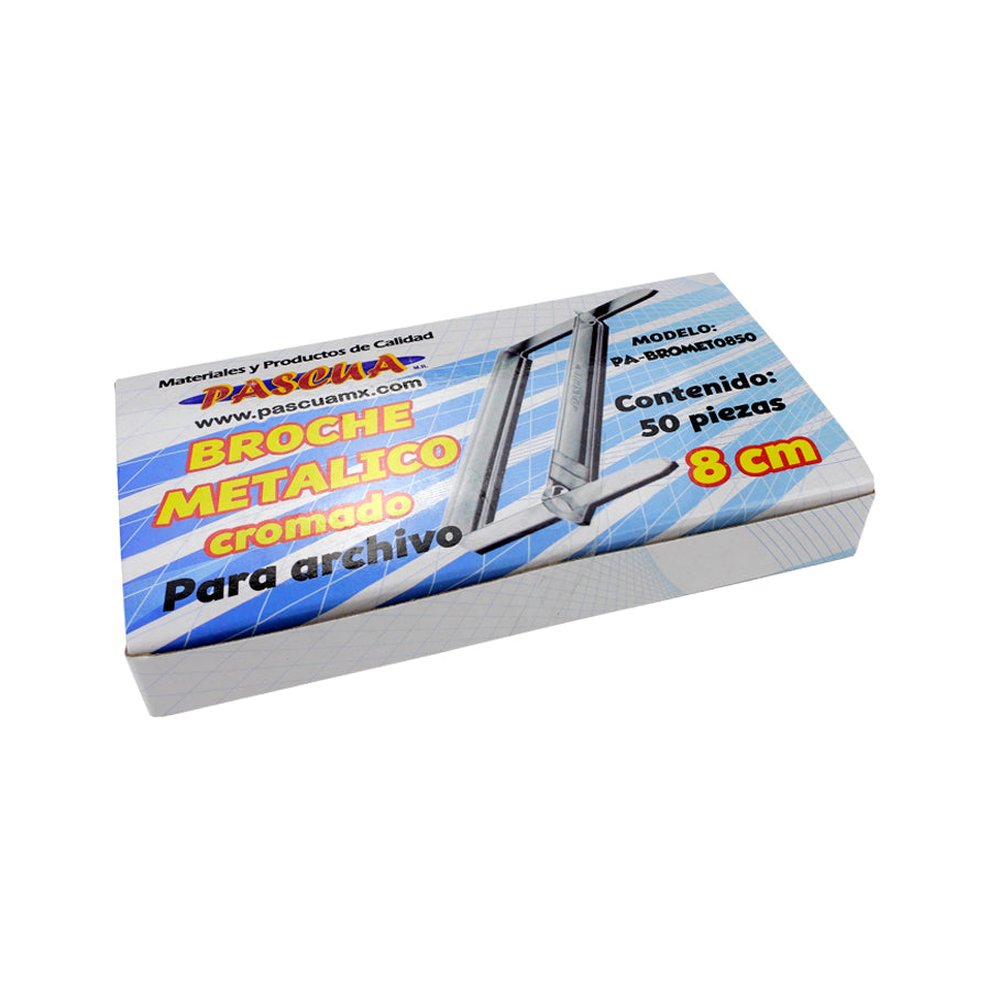 BROCHE METALICO CROMADO PASCUA 8CM 50PZ PA-BROMET0850
