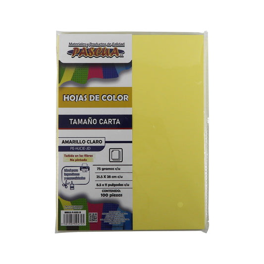 PAPEL BOND PASCUA CARTA COLOR 100 HOJAS