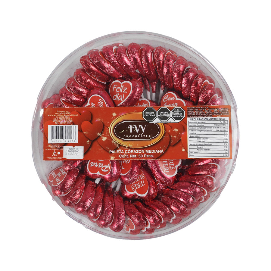 PALETA CHOCOLATE REDONDA MEDIANO IVY C/50PZAS