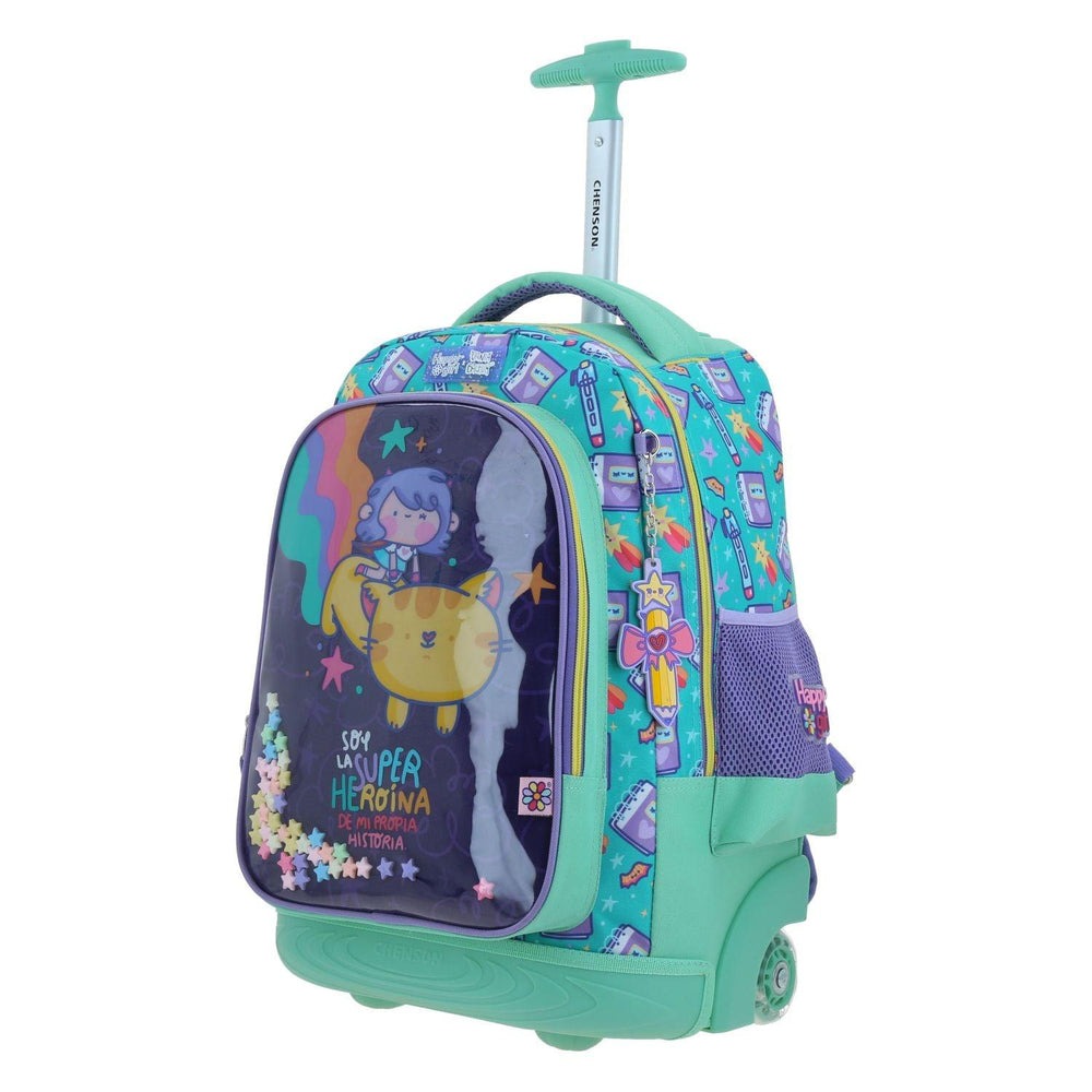 MOCHILA GRANDE CON RUEDAS CHENSON TURQUESA VANIA BACHUR JOSED VB70416-T