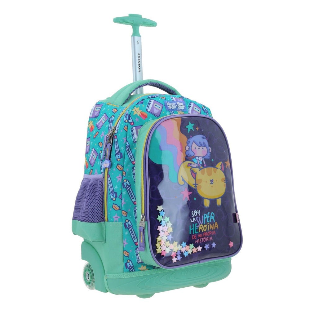 MOCHILA GRANDE CON RUEDAS CHENSON TURQUESA VANIA BACHUR JOSED VB70416-T