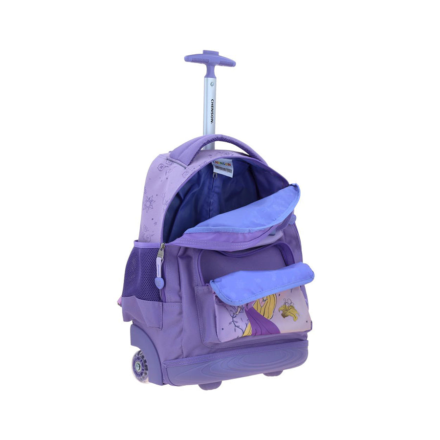 MOCHILA CON RUEDAS GRANDE CHENSON LILA PRINCESAS RAPS PR71116-V