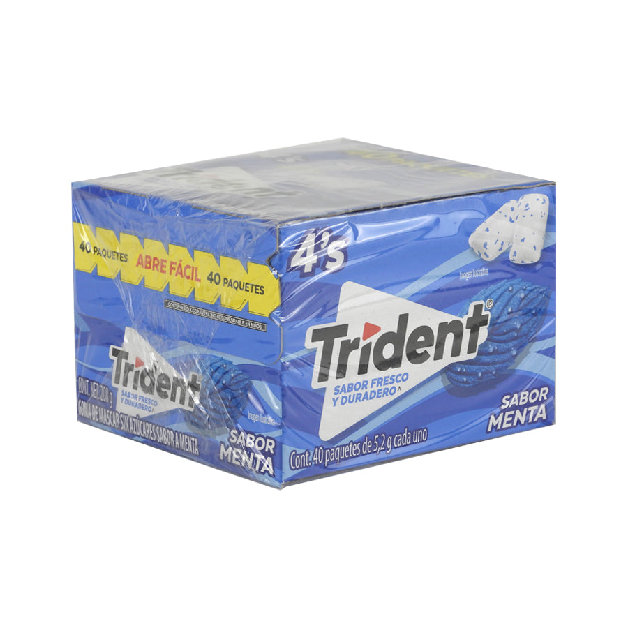 GOMA DE MASCAR TRIDENT 4S SABOR MENTA PAQ 40 PZAS