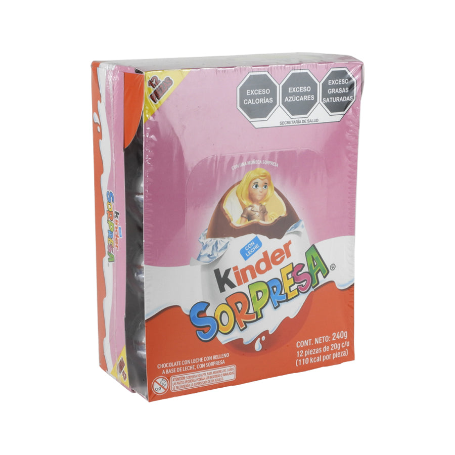 CHOCOLATE HUEVO KINDER SORPRESA NIÑA C12 PZAS