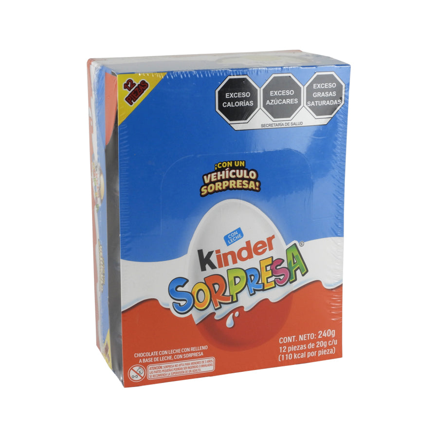 CHOCOLATE HUEVO KINDER SORPRESA NIÑO C12 PZAS