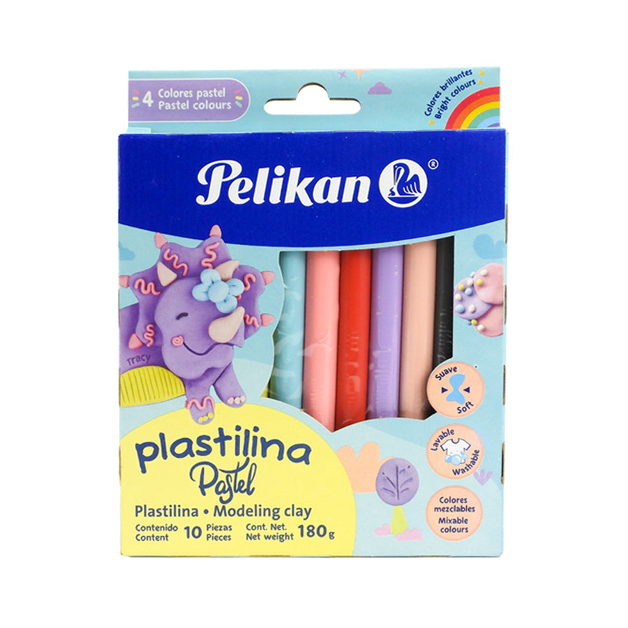 PLASTILINA BARRITA PELIKAN CAJA C10 COLORES PASTEL
