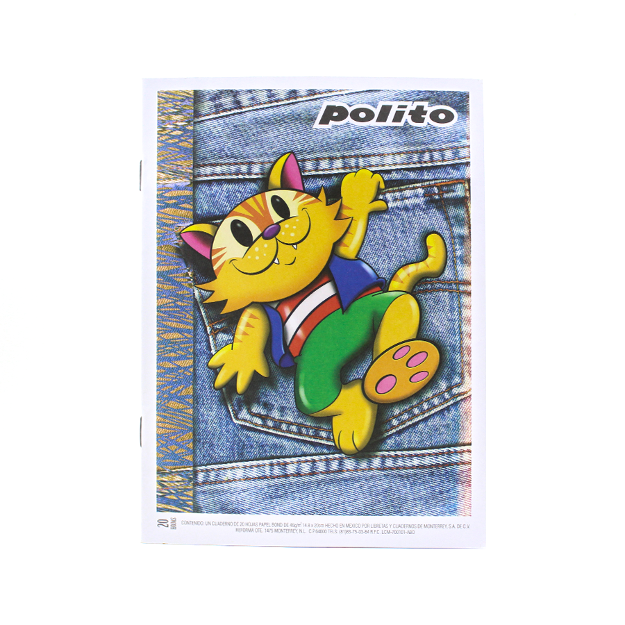 CUADERNO FORMA FRANCESA POLITO GRAPA CUADRO GRANDE 20 HOJAS