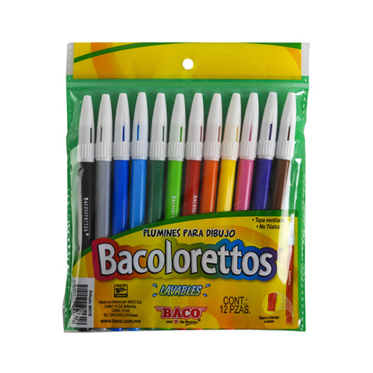 MARCADORES BACOLORETOS LAVABLES 12 PIEZAS
