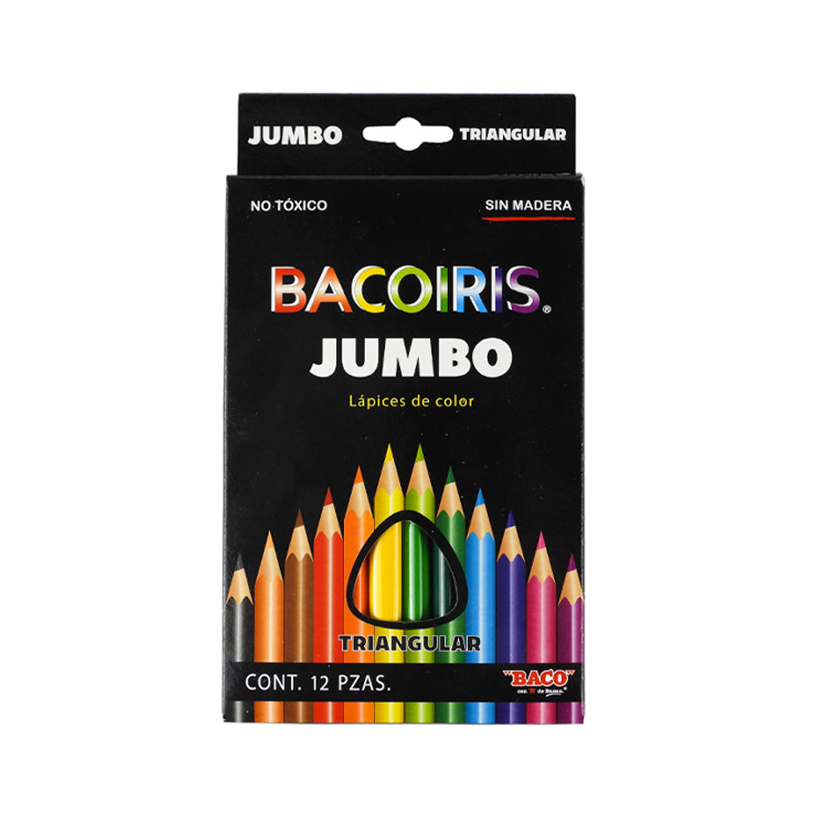 LAPICES DE COLORES BACO JUMBO TRIANGULARES 12 PIEZAS