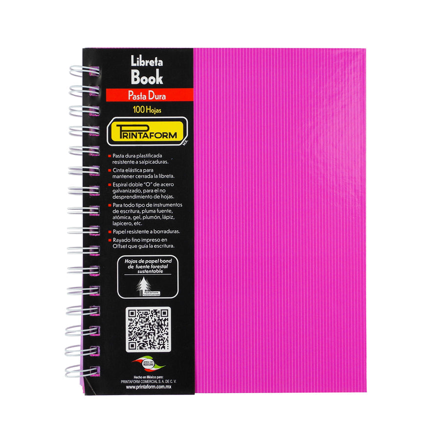 CUADERNO FORMA FRANCESA PRINTAFORM ARCOIRIS PASTA DURA DOBLE ARILLO CUADRO GRANDE 100 HOJAS