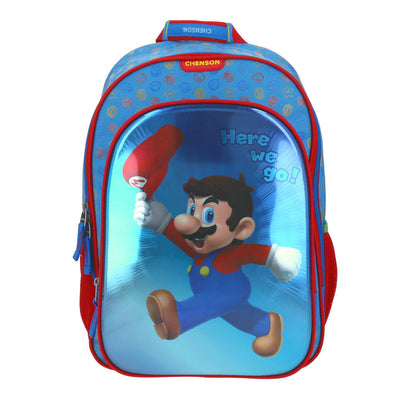 MOCHILA GRANDE CHENSON AZUL MARIO BROS FLASHY MB65676-9