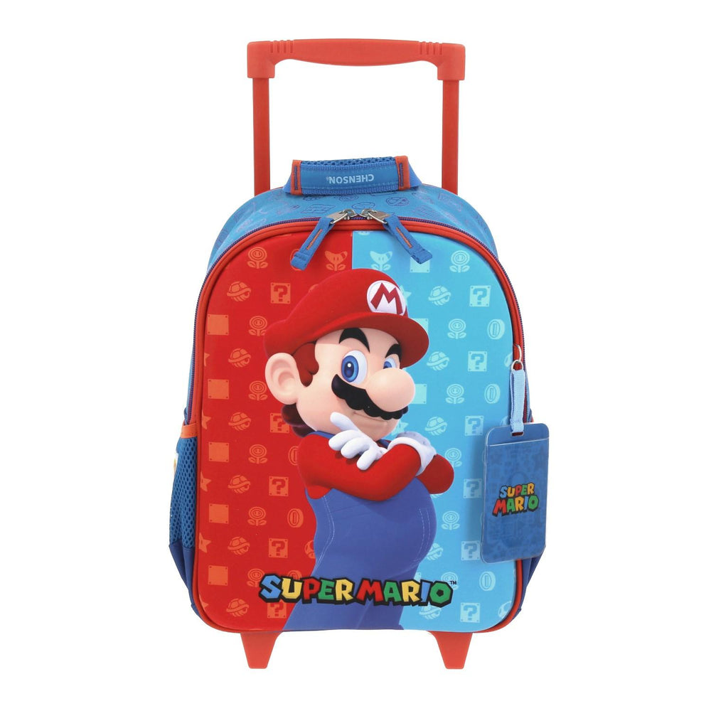 MOCHILA CON RUEDAS CHICA CHENSON AZUL MARIO BROS DULP MB66082-9