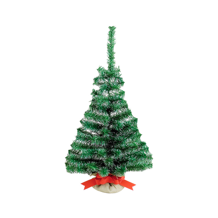 ARBOL DE NAVIDAD NAVIPLASTIC MONARCA MINI VERDE NEVADO YUTE C/MOÑO 60CM