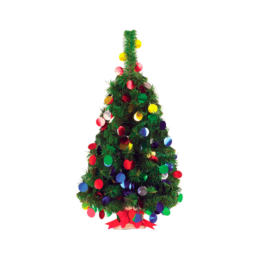 ARBOL DE NAVIDAD NAVIPLASTIC MONARCA MINI VERDE YUTE C/ESFERAS MULTICOLOR 60CM