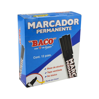 MARCADOR PERMANENTE BACO PUNTO GRUESO NEGRO
