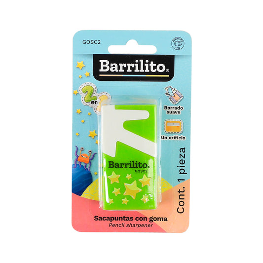 SACAPUNTAS DE PLASTICO BARRILITO ESPACIAL