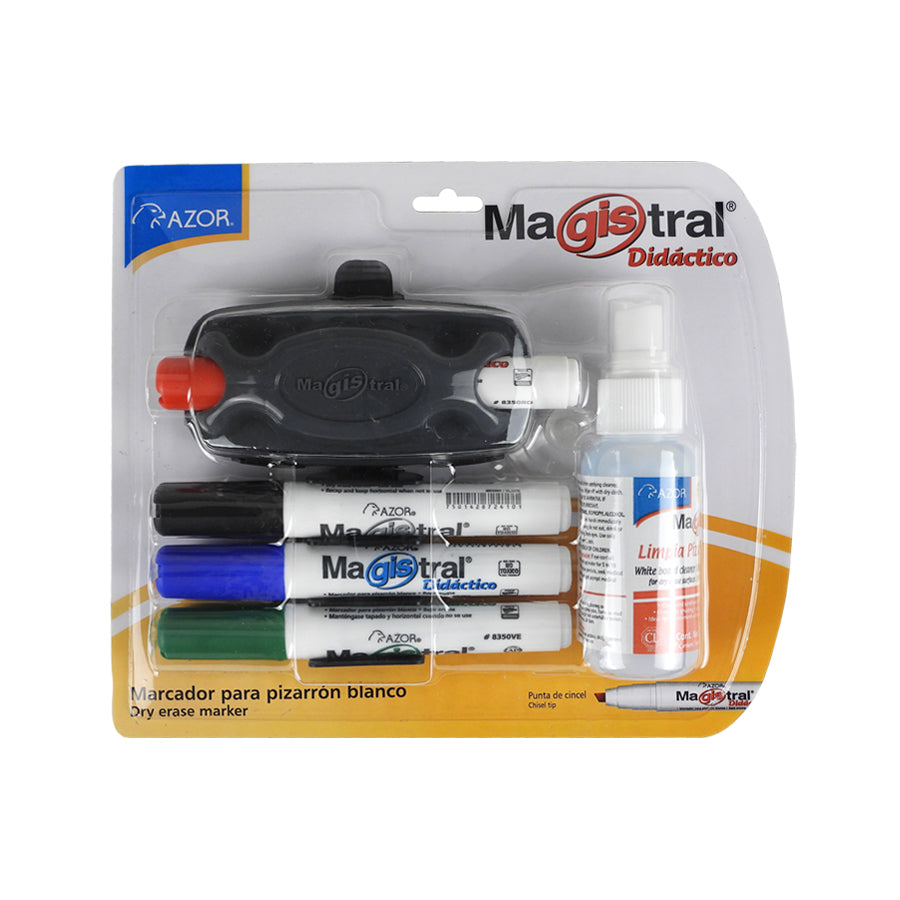 MARCADOR P/PINTARRON MAGISTRAL DIDACTICO BLISTER C4 PZAS+BORRADOR+LIQUIDO 8350-K