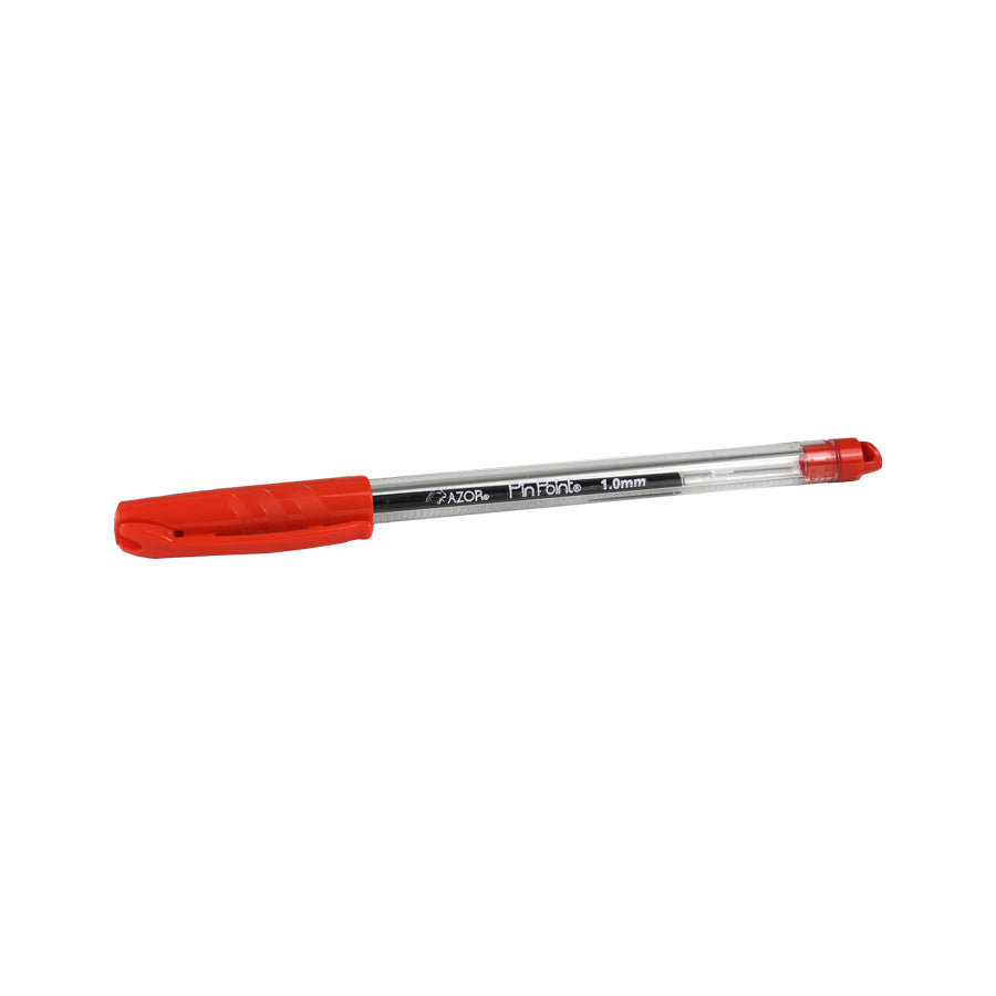 BOLIGRAFO PM AZOR PIN POINT ROJO TRANSPARENTE C12 PZAS