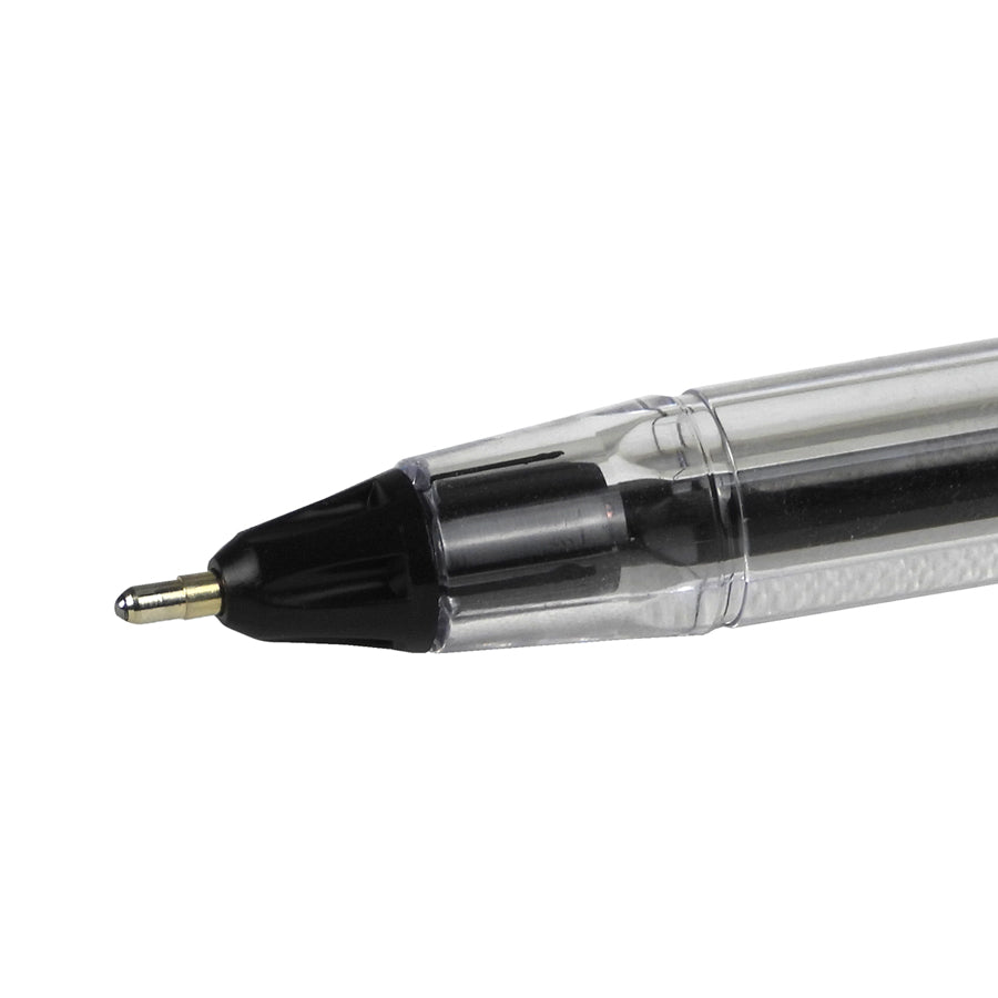 BOLIGRAFO PM AZOR PIN POINT NEGRO TRANSPARENTE C12 PIEZAS