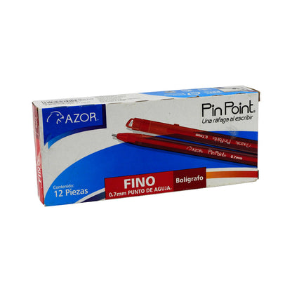 BOLIGRAFO PF AZOR PIN POINT BARRIL ROJO C12 PZAS