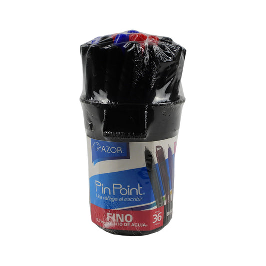 BOLIGRAFO PF AZOR PIN POINT VITROLERO SURTIDO BASICO 36 PIEZAS