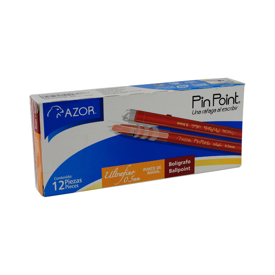 BOLIGRAFO UF AZOR PIN POINT BARRIL ROJO C12 PZAS