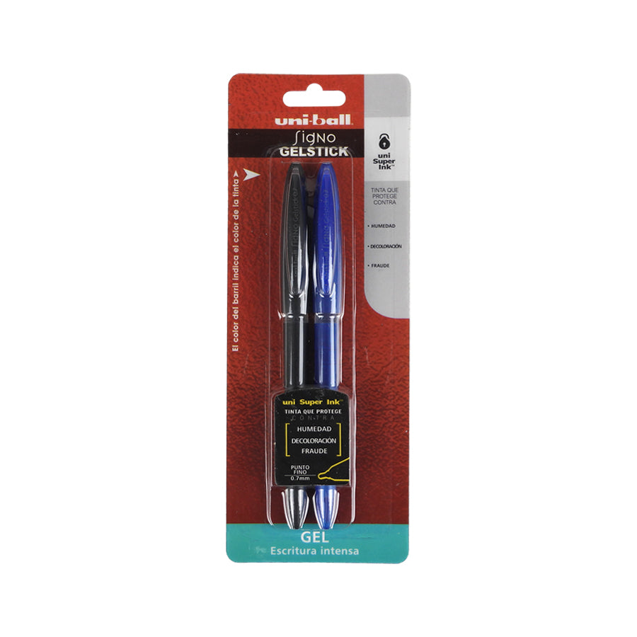 BOLIGRAFO UF AZOR GELSTICK NEGRO AZUL C2 PZAS