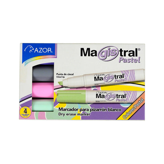 MARCADOR PARA PINTARRON MAGISTRAL DIDACTICO SURTIDO PASTEL 4 PIEZAS