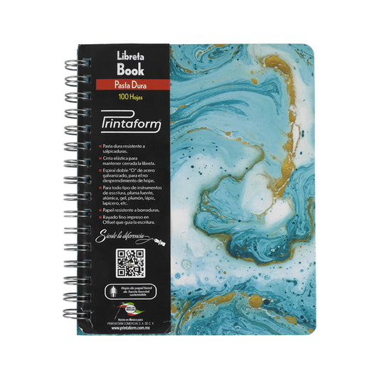 CUADERNO FORMA FRANCESA PRINTAFORM MINERAL PASTA DURA DOBLE ARILLO CUADRO GRANDE 100 HOJAS