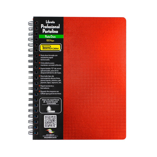 CUADERNO PROFESIONAL PRINTAFORM METALICA ROMBO PASTA DURA DOBLE ARILLO CUADRO GRANDE 100 HOJAS