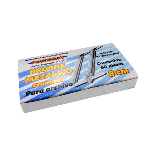 BROCHE METALICO CROMADO PASCUA 8CM 50PZ PA-BROMET0850