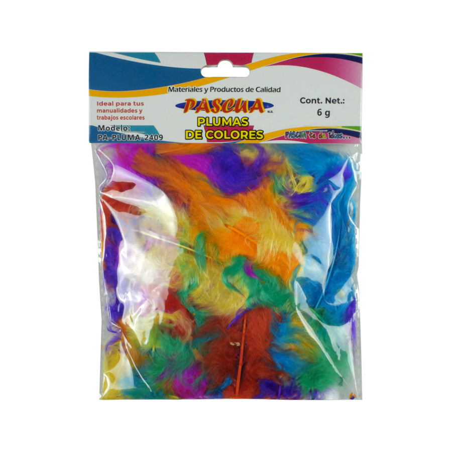 PLUMAS DE COLOR NEON PASCUA SURTIDO 6G 5-10CM