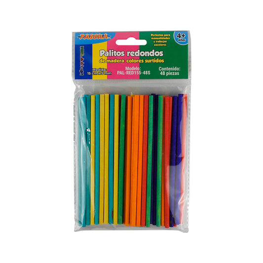 PALITOS DE MADERA PASCUA REDONDOS COLORES SURTIDOS 15 CM