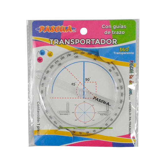 TRANSPORTADOR 360 PASCUA CON GUIA DE TRAZO C1 PZA