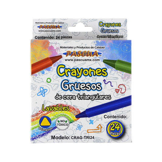 CRAYON PASCUA TRIANGULAR GRUESOS 24 PIEZAS