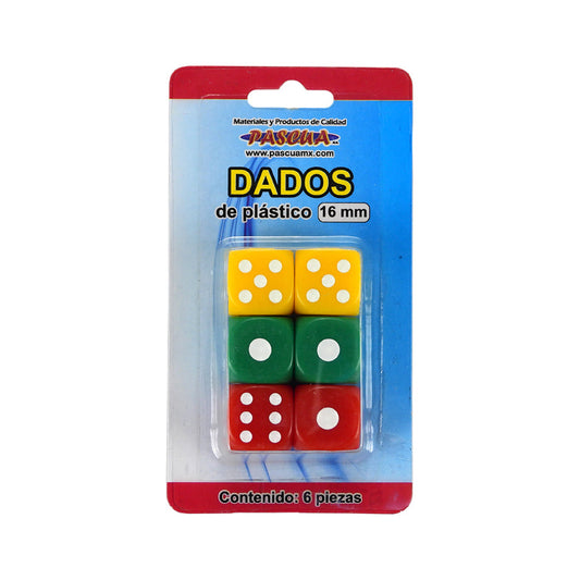 DADOS DE PLASTICO PASCUA 16MM C6 PZAS