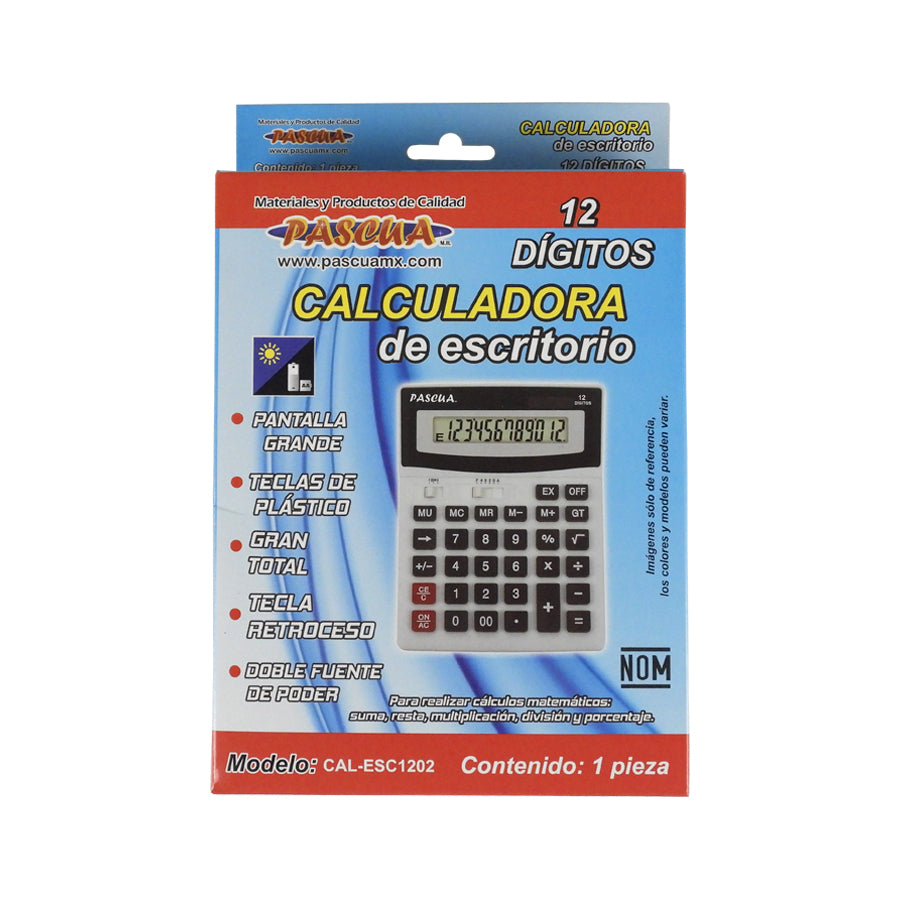 CALCULADORA DE ESCRITORIO PASCUA 12 DIG MOD.CAL-ESC1202