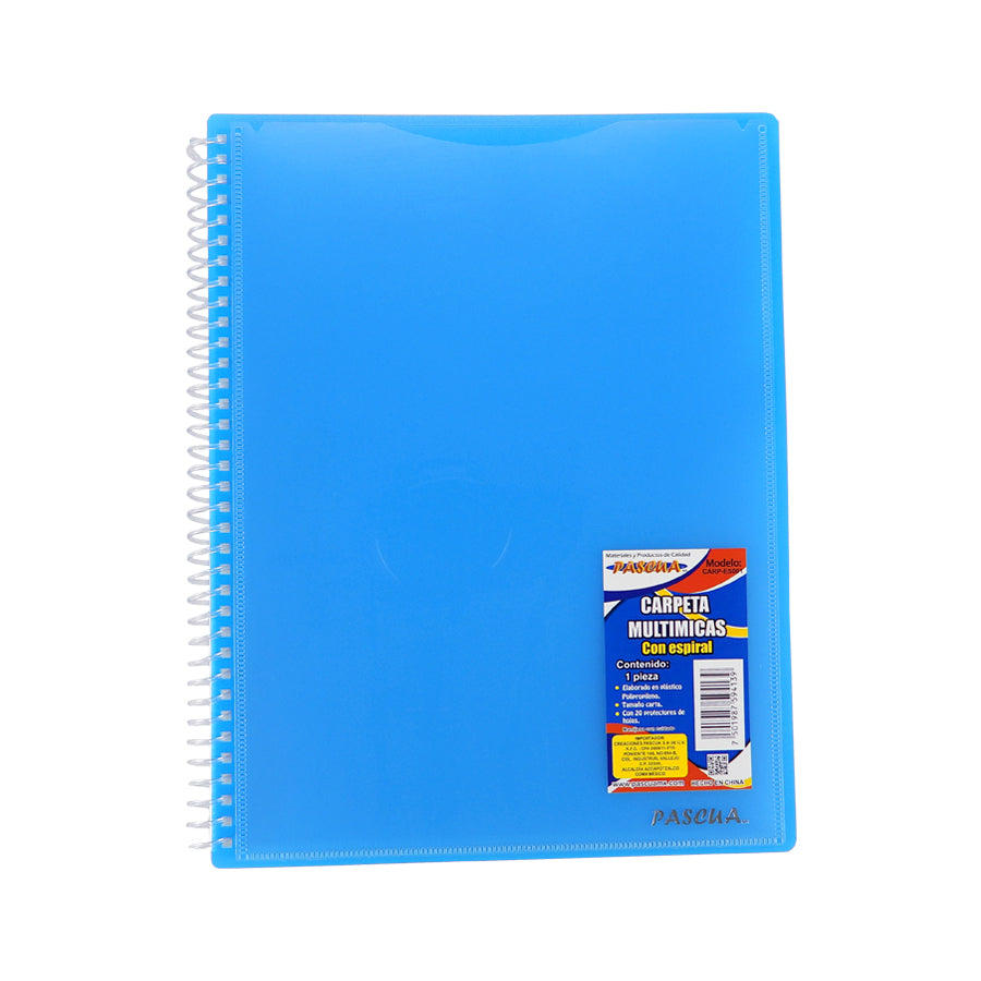 CARPETA DE PLASTICO PASCUA ESPIRAL CON PROTECTOR DE HOJA