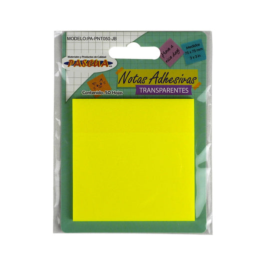 NOTAS ADHESIVAS PASCUA TRANSPARENTES AMARILLO C50 PZAS