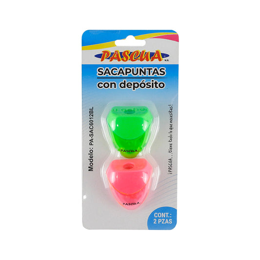SACAPUNTAS CON DEPOSITO PASCUA 1 ORIF C2 PZAS PA-SAC6012BL