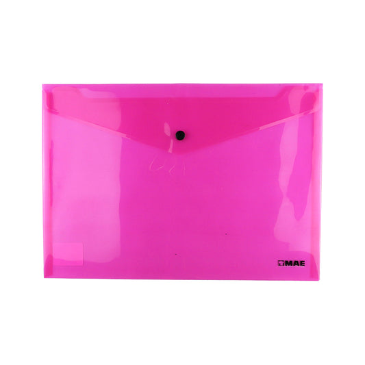 SOBRE DE PLASTICO MAE OFICIO CON BROCHE HORIZONTAL ROSA